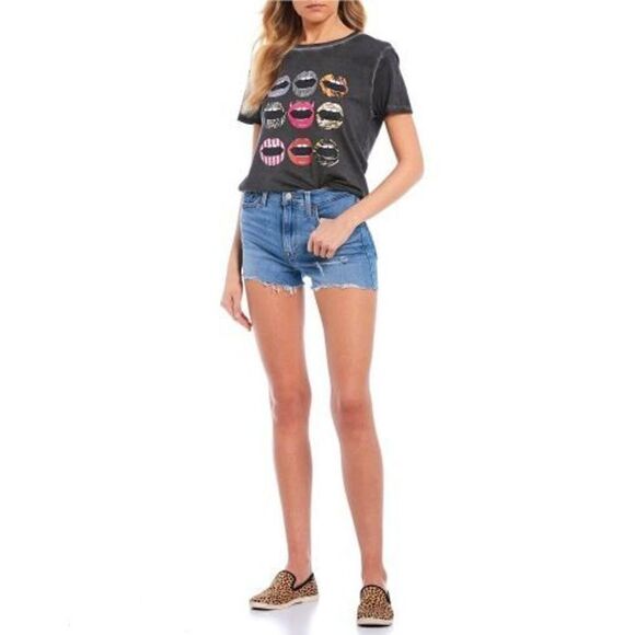 Levi Strauss Signature High Rise Shorts Sz 6 (28) Raw Hem Stretch - Picture 2 of 10